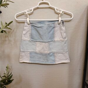 PacSun Patchwork Mini Skirt - Light Blue and White